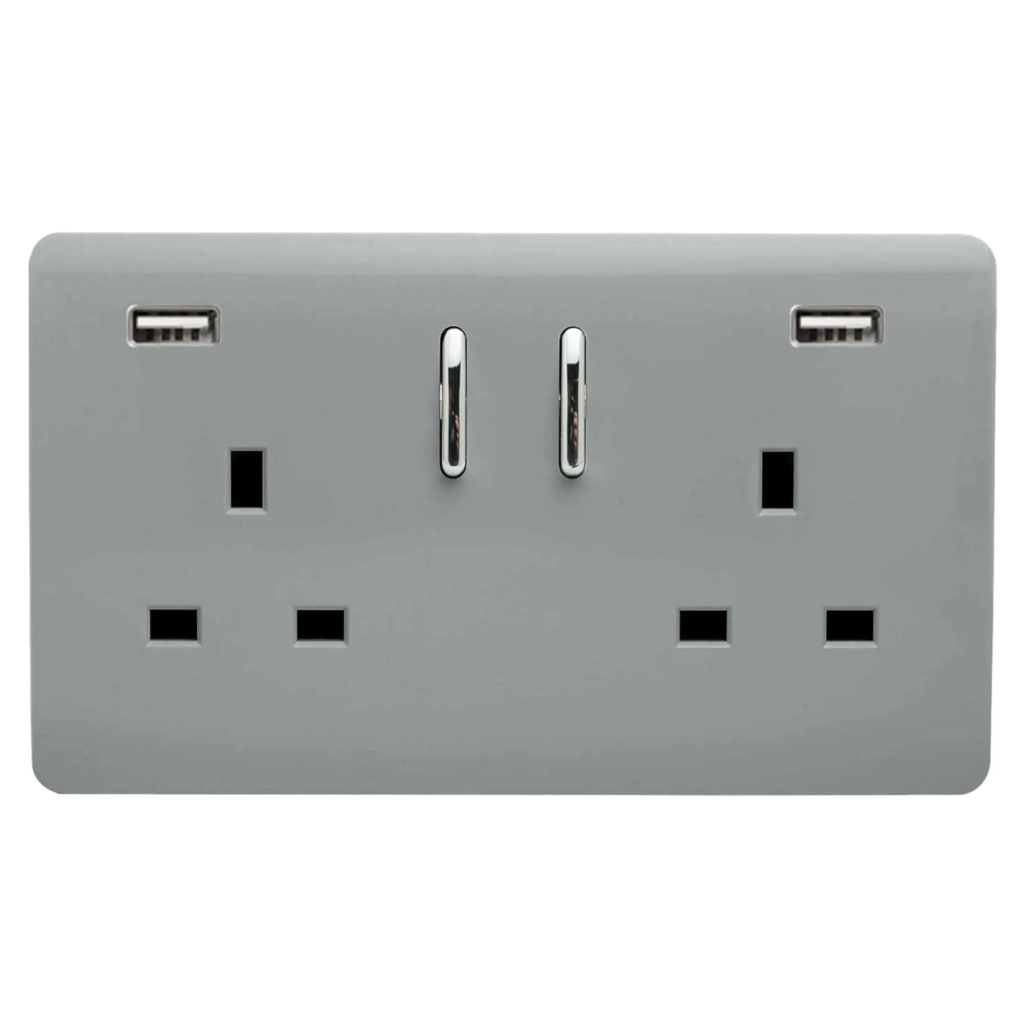 ART-SKT213USB31AASI  2 Gang 13Amp Short S/W Double Socket With 2x3.1Mah USB Platinum Silver